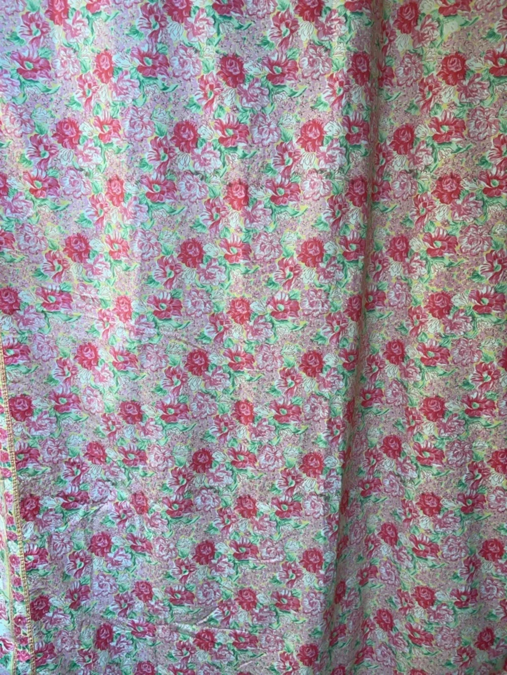 Vintage April Cornell 100% Cotton 60”x96” Tablecloth Spring Floral Pink Yellow